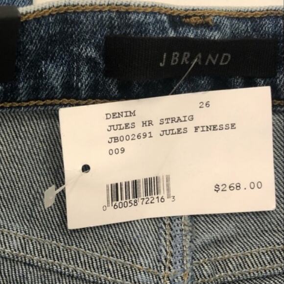 J Brand Jules Jeans Finesse Blue NWT New size 26 High Rise Straight - Picture 5 of 6